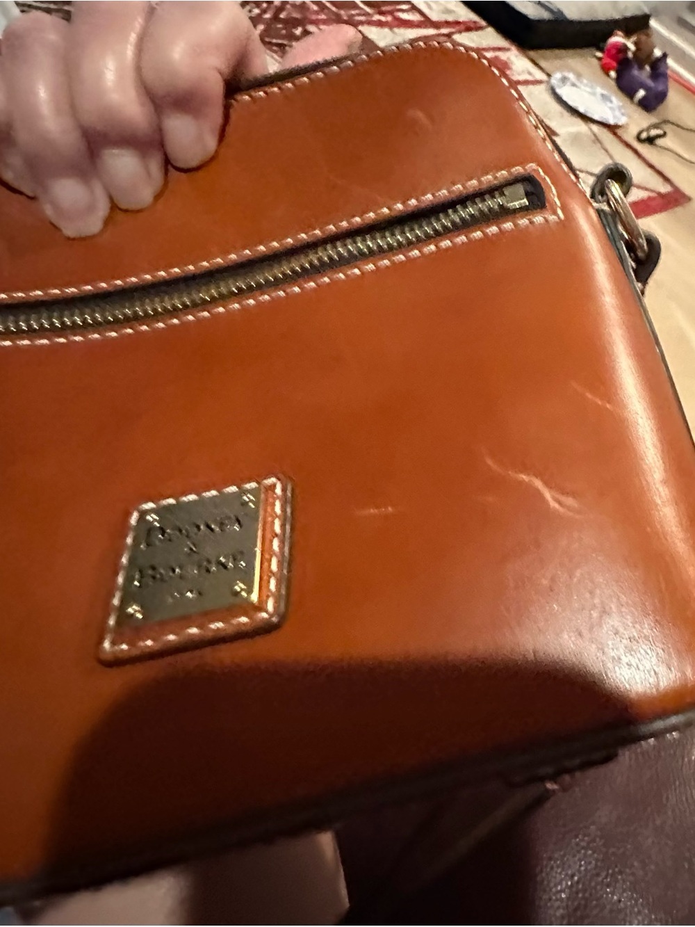 Women Leather Crossbody Bag in Cognac Brown by Dooney & Bourke